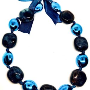 Kék kerámia gyöngy egyedi nyaklánc