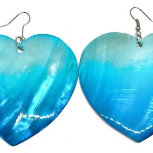 Kék kagyló szív fülbevaló